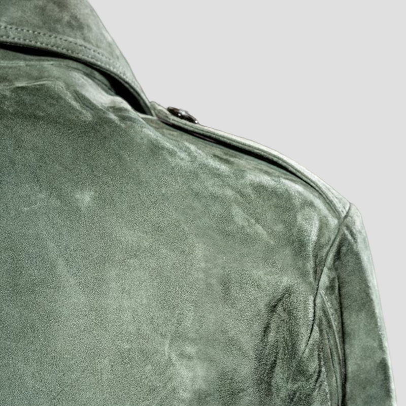 Calder | Retro Lapel Zipper Breast Pocket Suede Jacket