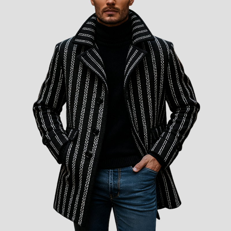 Dalton | Striped Tweed Lapel Coat