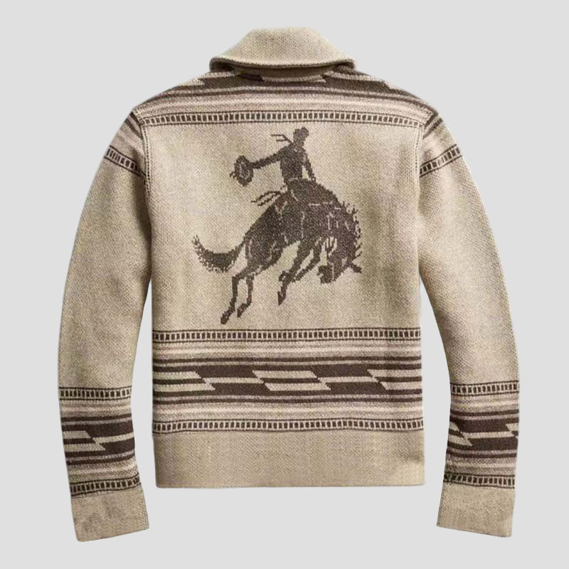 Wade | Jacquard Lapel Knit Cardigan