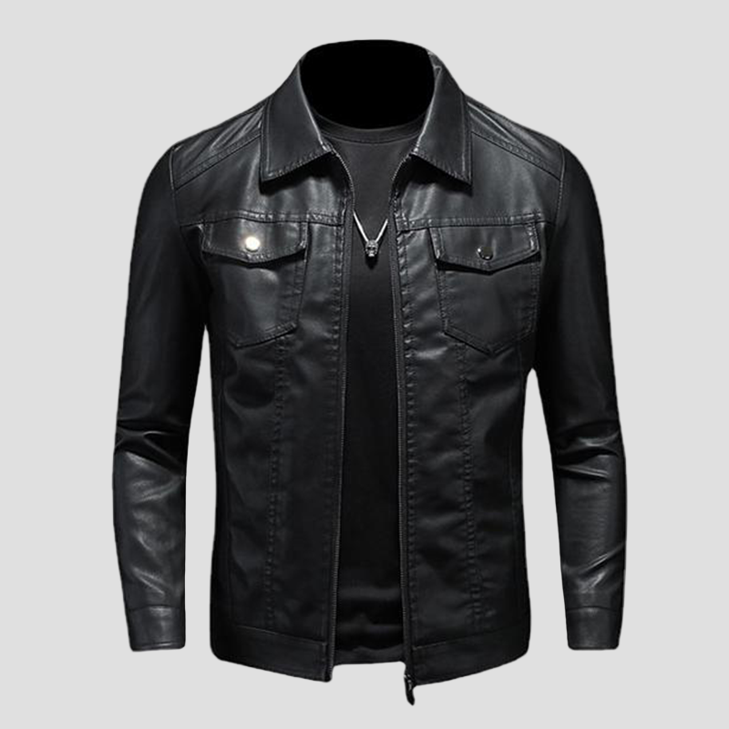 Brogan | Lapel Leather Biker Jacket