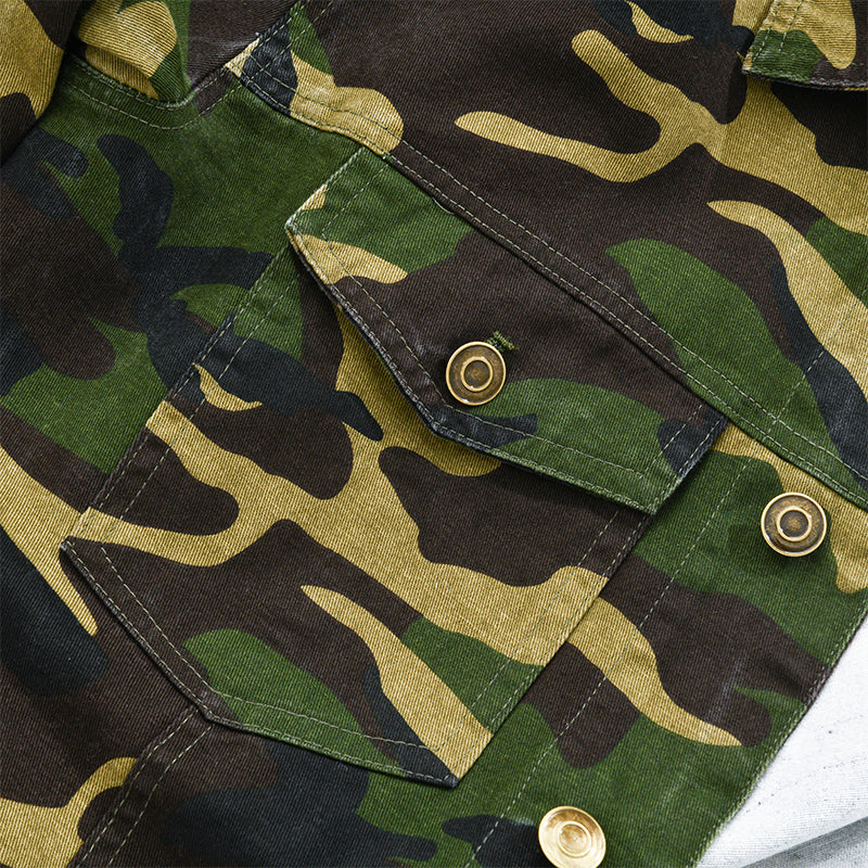 Damon | Camouflage Canvas Retro Lapel Jacket