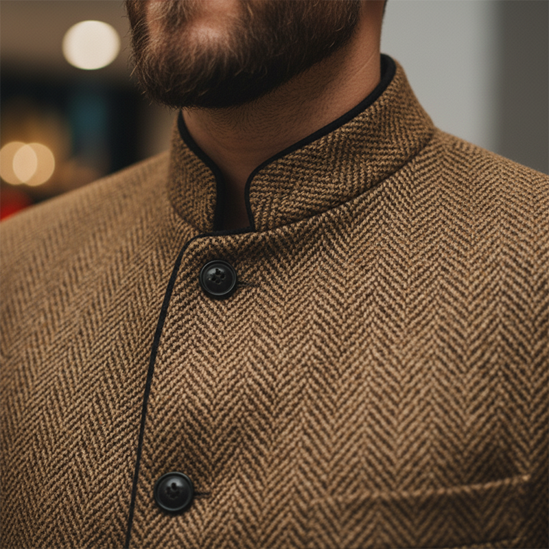 Harrison | Retro Herringbone Wool Coat