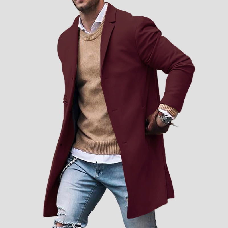 Warren | Notch Lapel Single-Breasted Mid-Length Coat