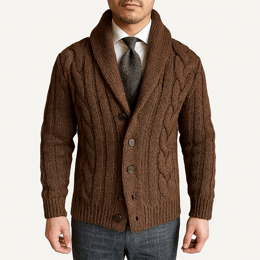 Josh | Cable Knit Shawl Cardigan Sweater for Men