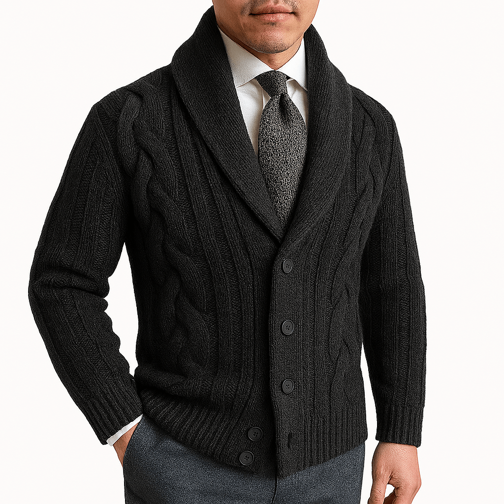 Josh | Cable Knit Shawl Cardigan Sweater for Men