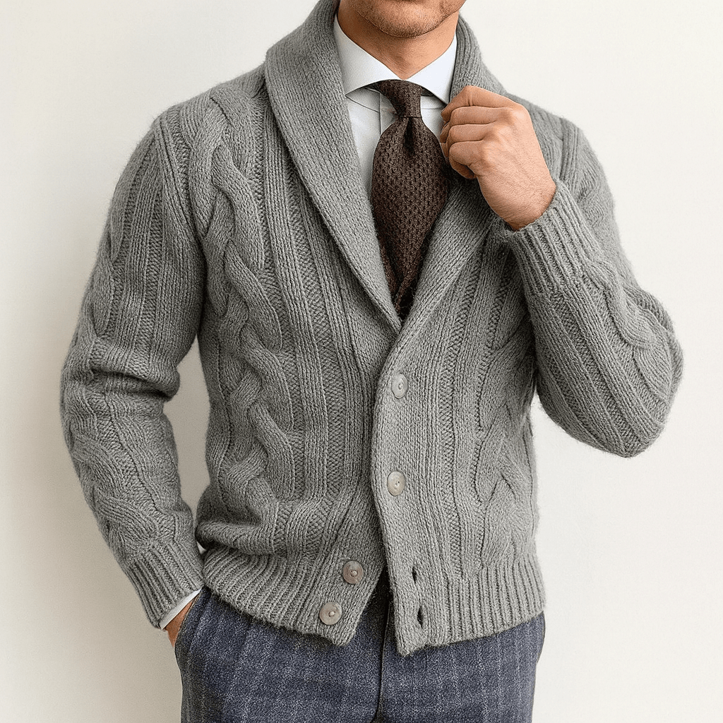 Jake | Cable-Knit Shawl Collar Cardigan for Men
