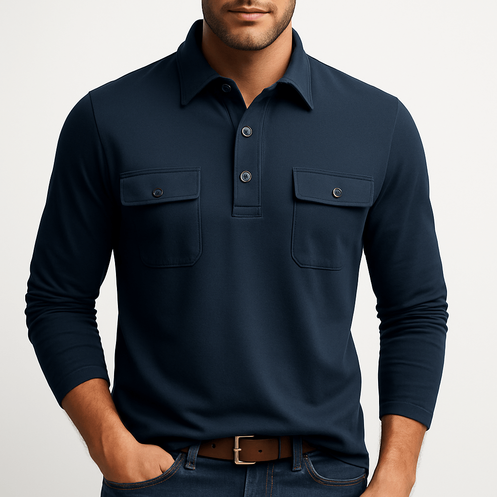 Matt | Cotton Blend Long Sleeve Polo Shirt