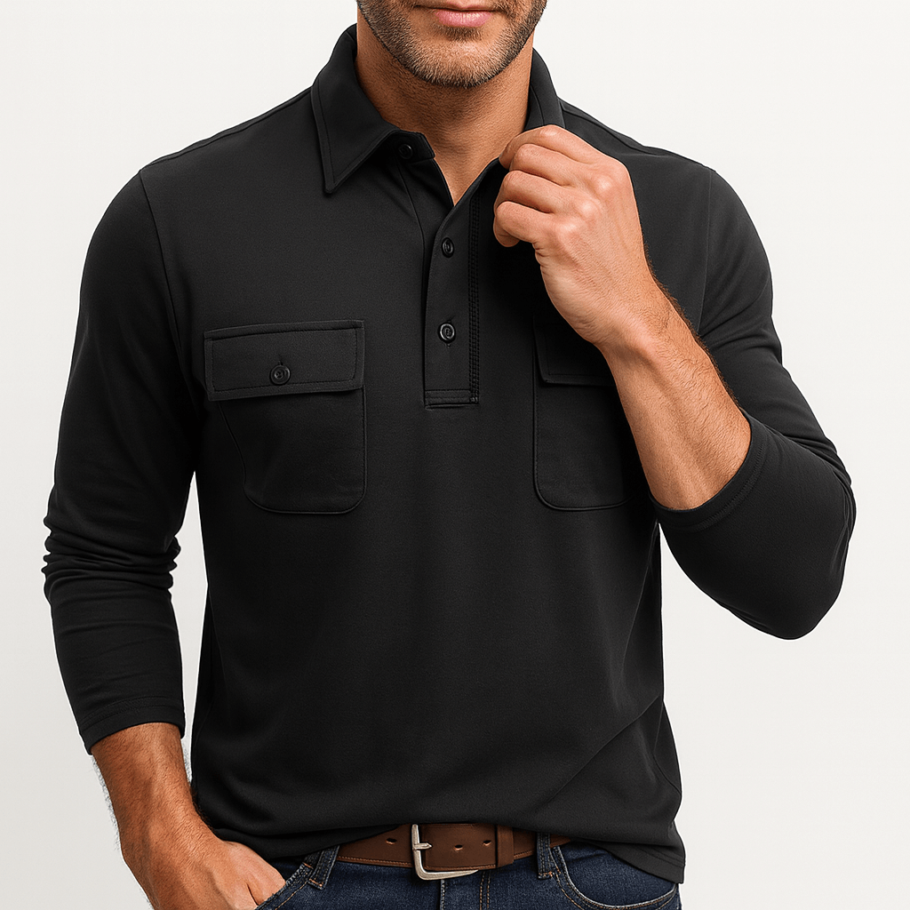 Matt | Cotton Blend Long Sleeve Polo Shirt