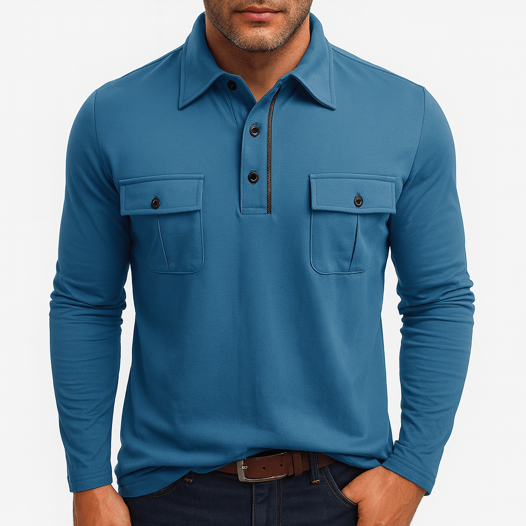 Matt | Cotton Blend Long Sleeve Polo Shirt