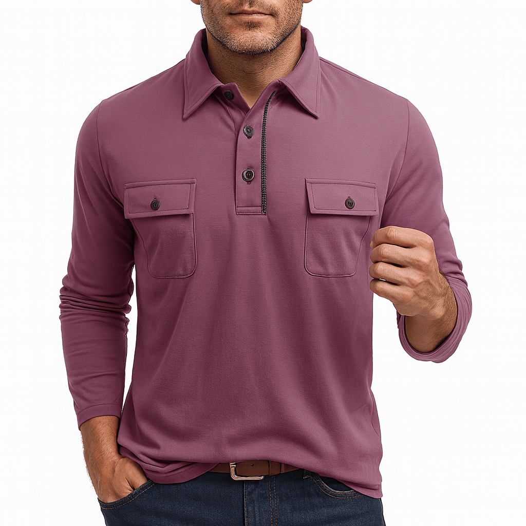 Matt | Cotton Blend Long Sleeve Polo Shirt