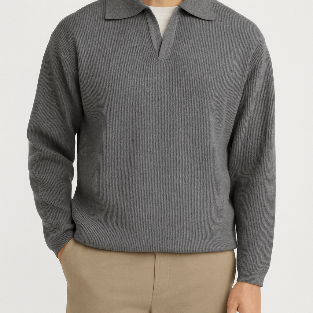 Chris | Folded Collar Knit Sweater for Men