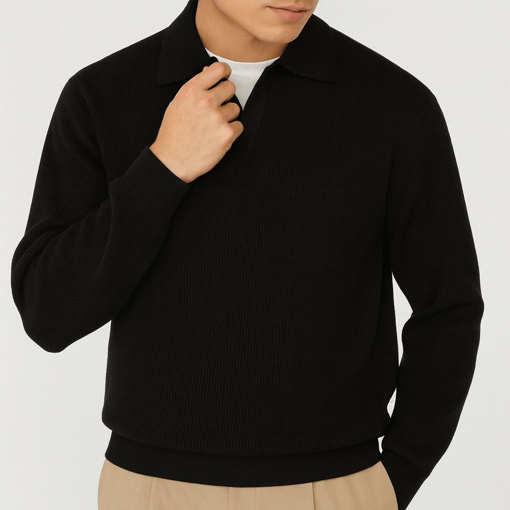 Chris | Folded Collar Knit Sweater for Men