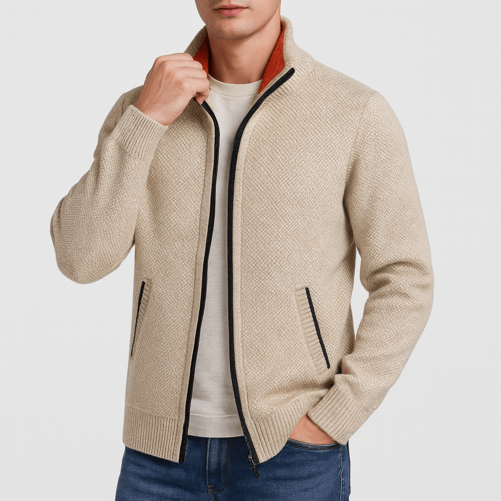 Jake | Knitted Zip-Collar Cardigan for Men