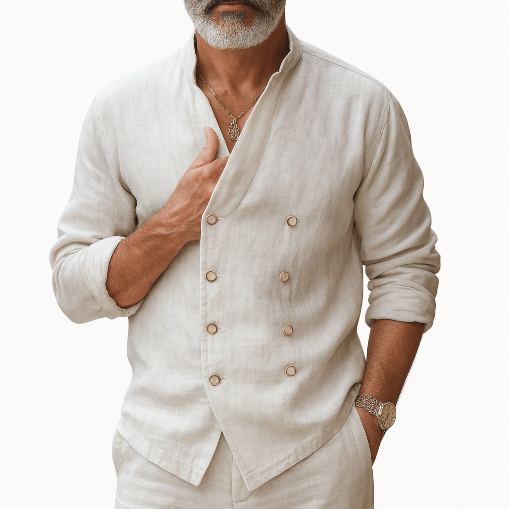 Chris | Double-Breasted Linen Shirt for Men