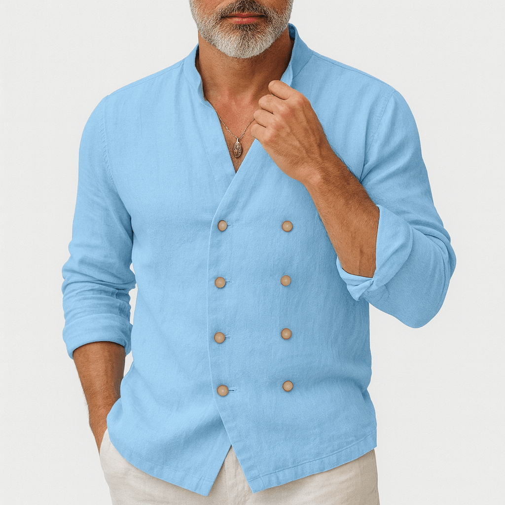 Chris | Double-Breasted Linen Shirt for Men
