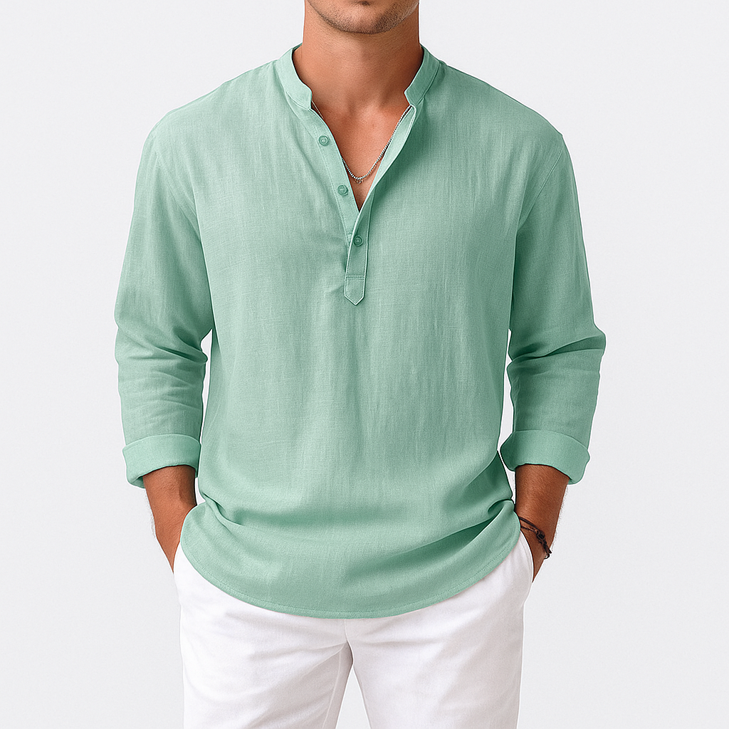 Adam | Linen Henley Shirt for Men