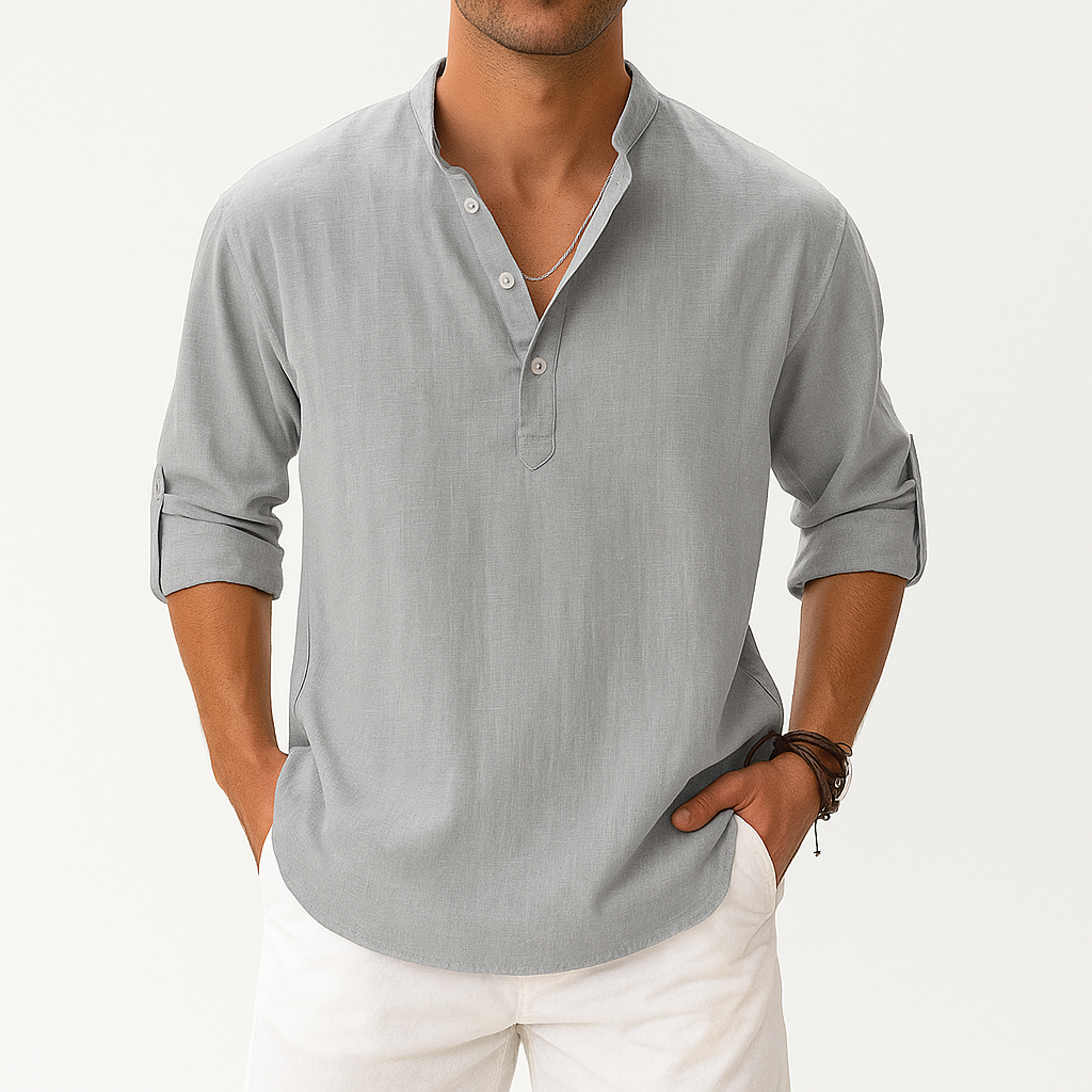 Adam | Linen Henley Shirt for Men