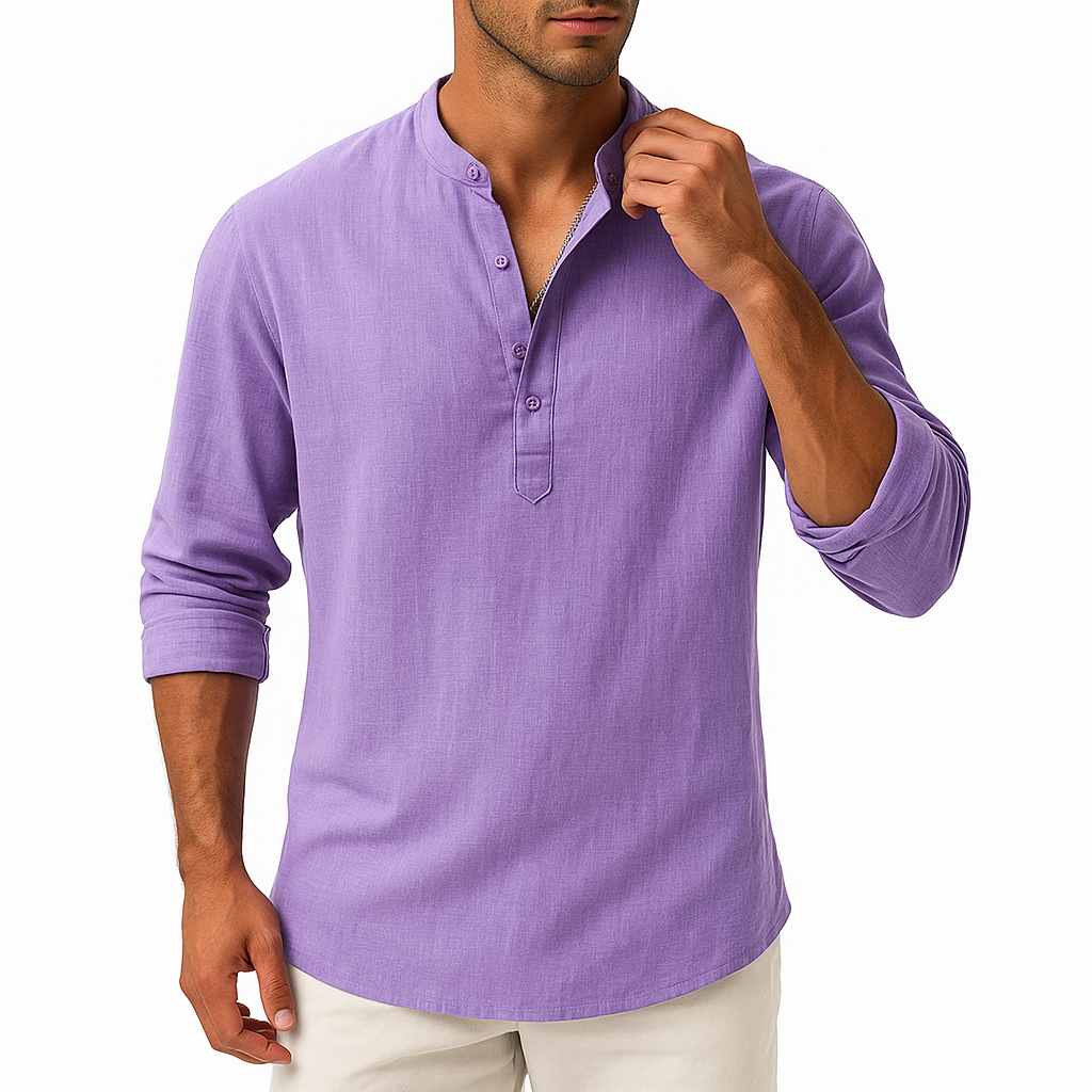 Adam | Linen Henley Shirt for Men