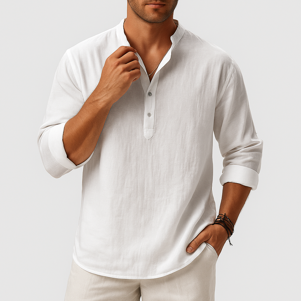 Adam | Linen Henley Shirt for Men