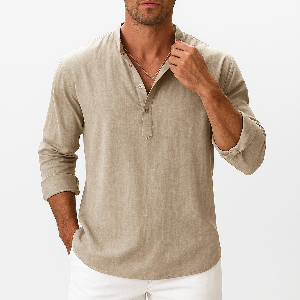 Adam | Linen Henley Shirt for Men