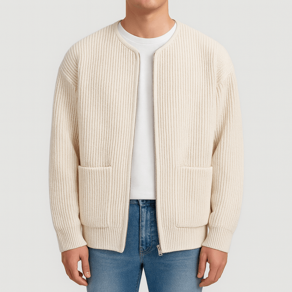 Mike | Minimalist Zip-Up Cardigan for Men