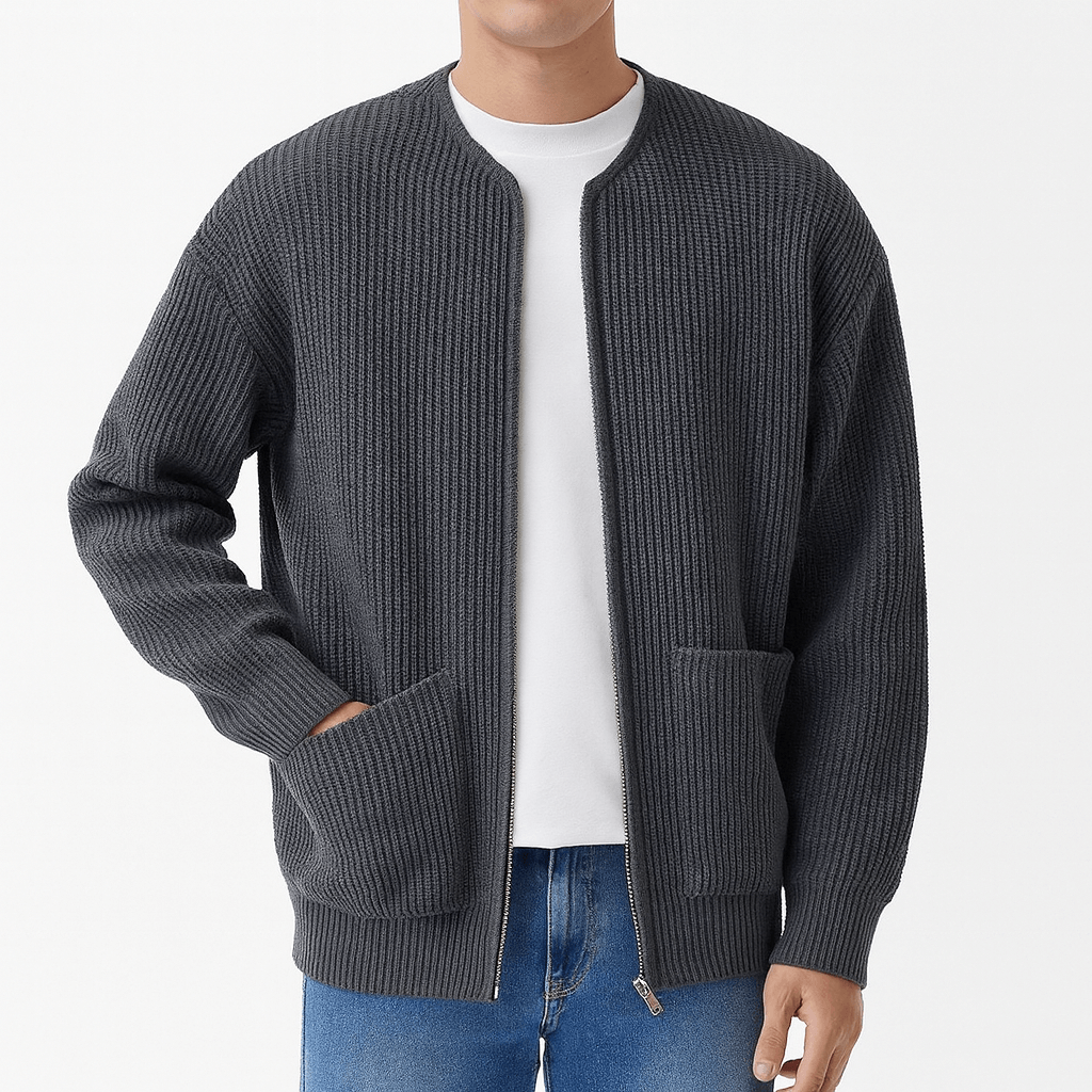Mike | Minimalist Zip-Up Cardigan for Men
