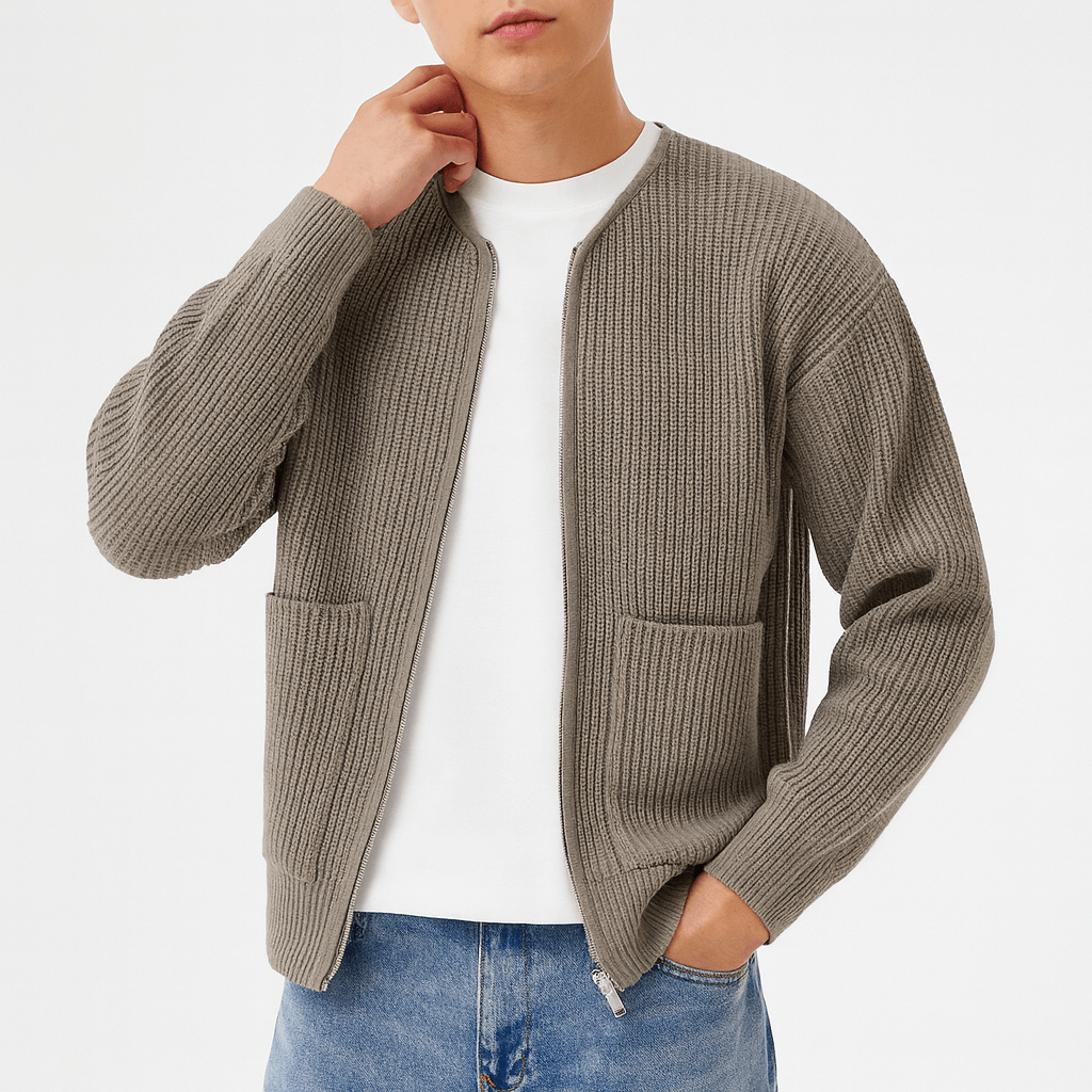 Mike | Minimalist Zip-Up Cardigan for Men