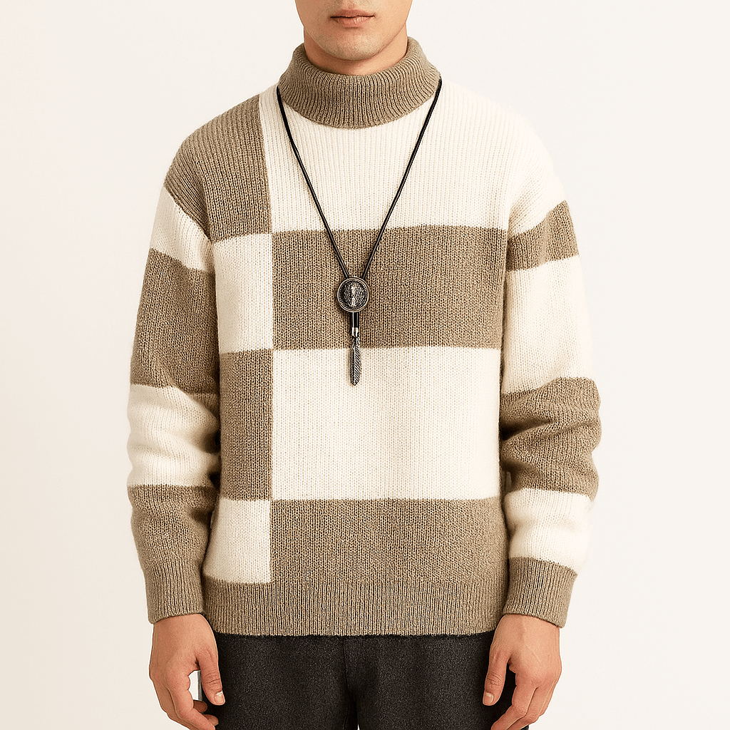 John | Modern Color Block Turtleneck Sweater for Men