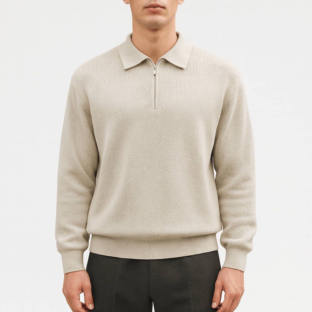 Luke | Polo Sweater with Zipper Detail