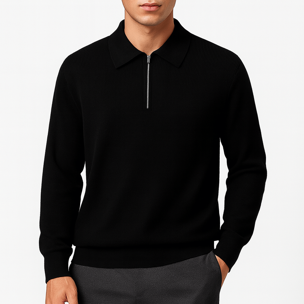 Luke | Polo Sweater with Zipper Detail