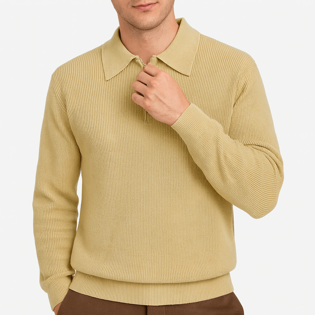 Luke | Polo Sweater with Zipper Detail