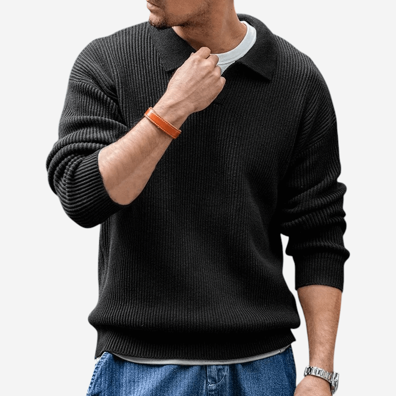 Ethan | Ribbed Polo Knit Sweater for Men