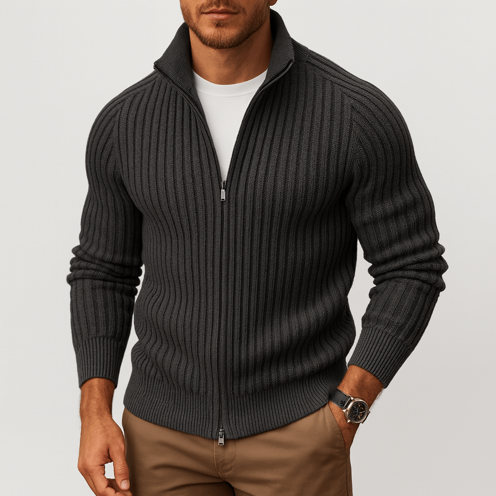 Matt | Ribbed Zip-Up Cardigan for Men