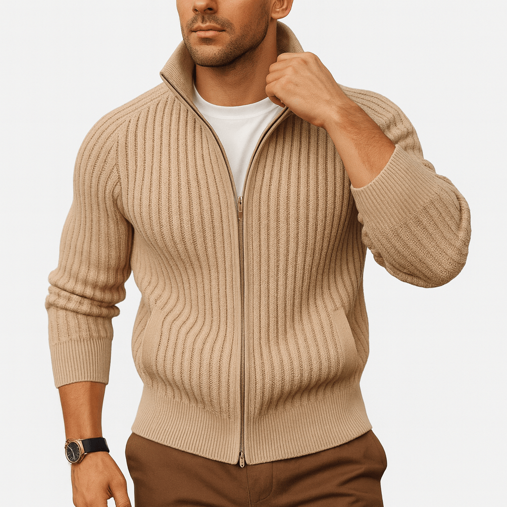 Matt | Ribbed Zip-Up Cardigan for Men