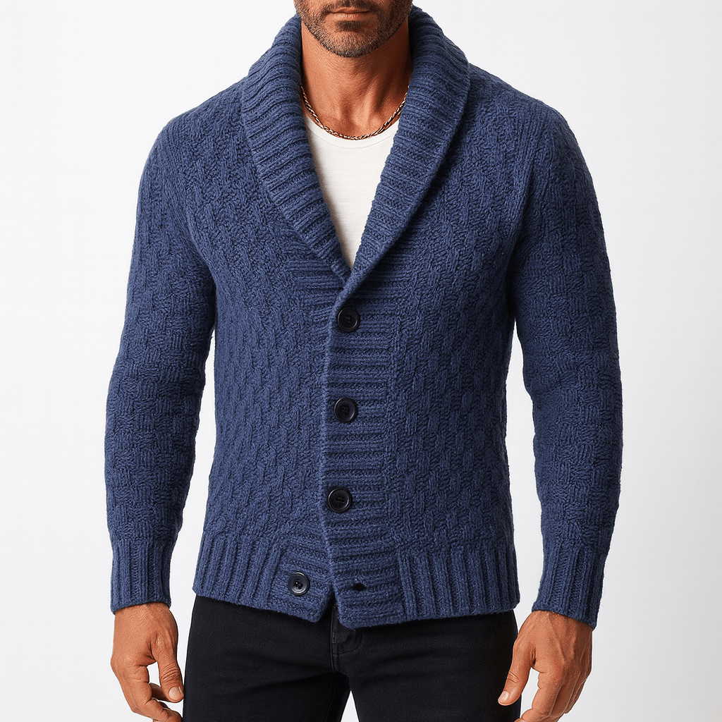 Jake | Shawl Collar Cable Knit Cardigan for Men