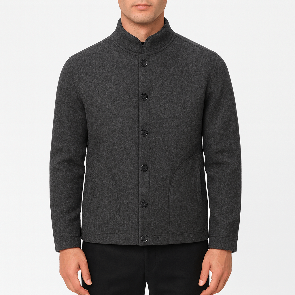 John | Stand Collar Button-Up Cardigan for Men