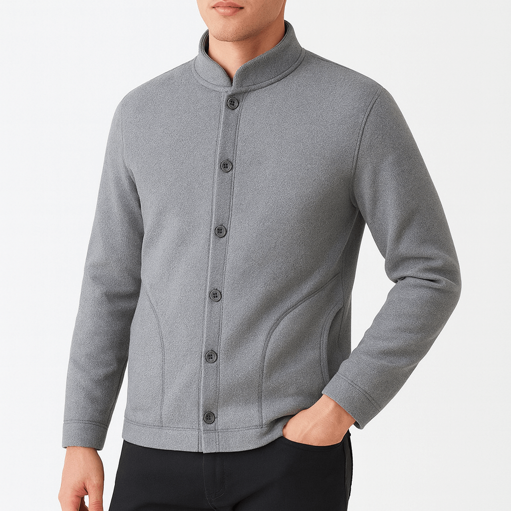 John | Stand Collar Button-Up Cardigan for Men