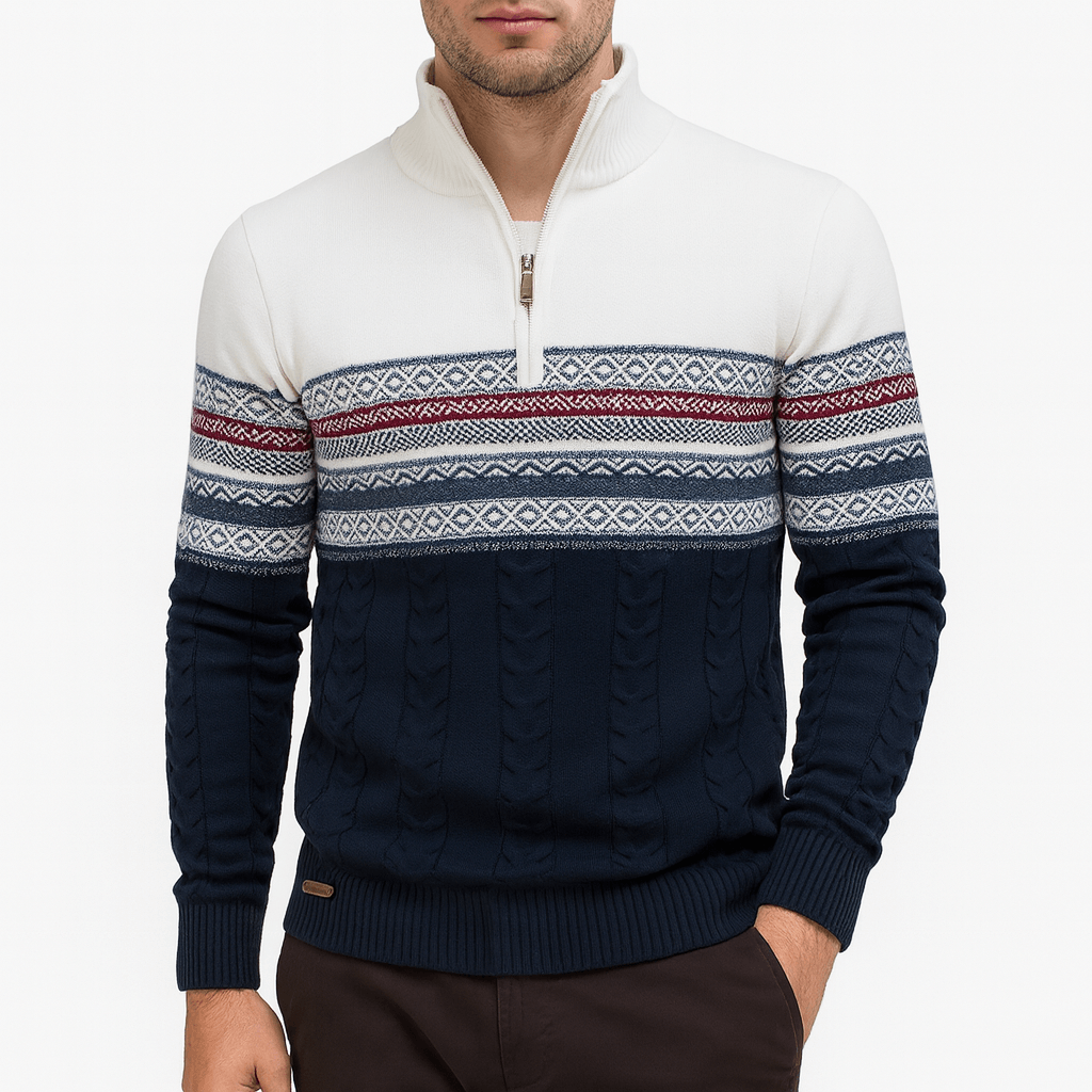 Mike | Striped Quarter-Zip Sweater for Men