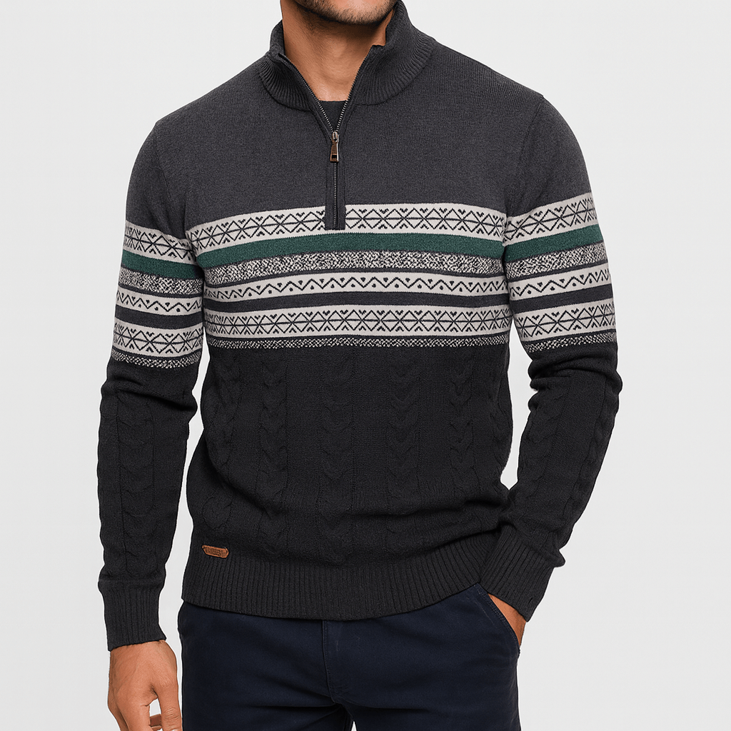 Mike | Striped Quarter-Zip Sweater for Men