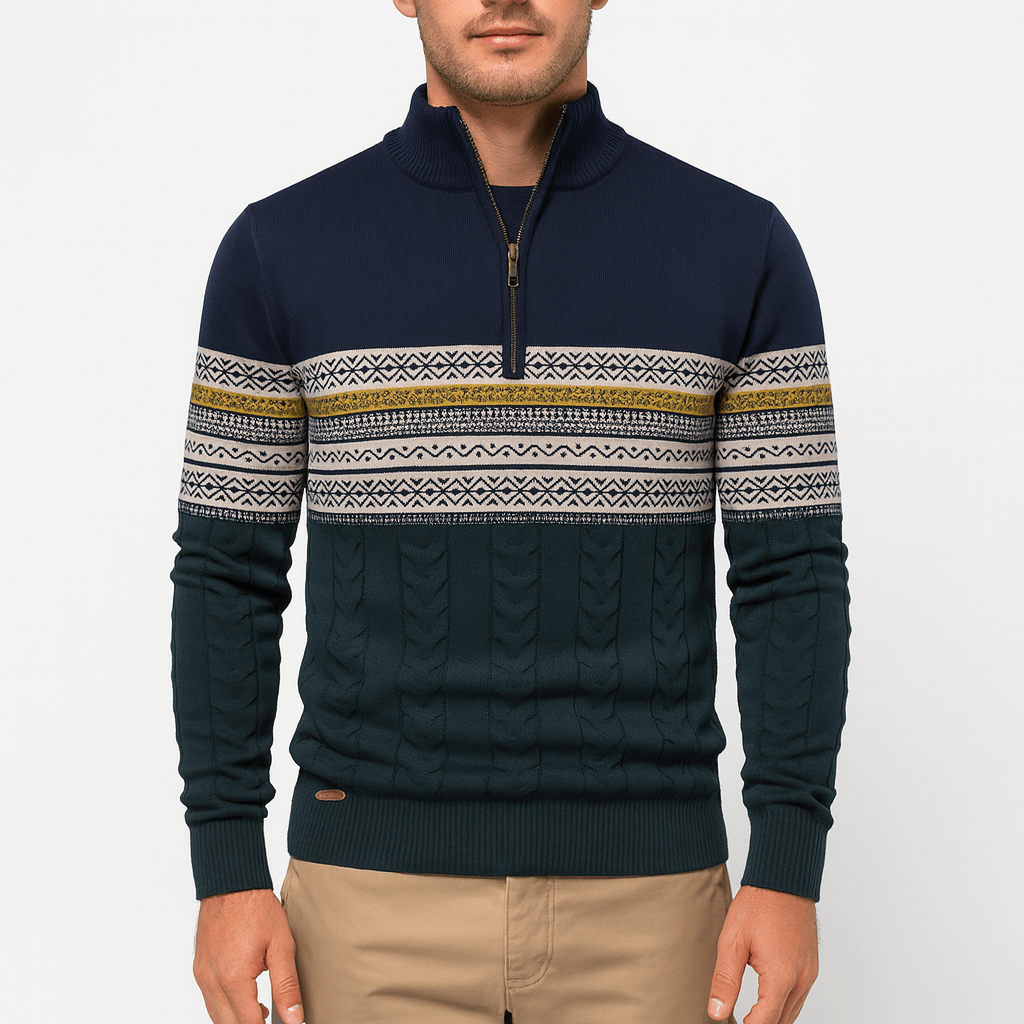 Mike | Striped Quarter-Zip Sweater for Men