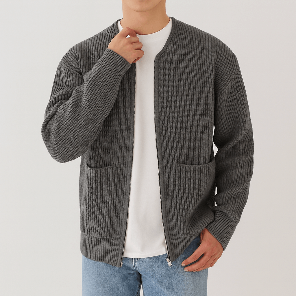 Tom | Trendy Knitted Zip Cardigan for Men