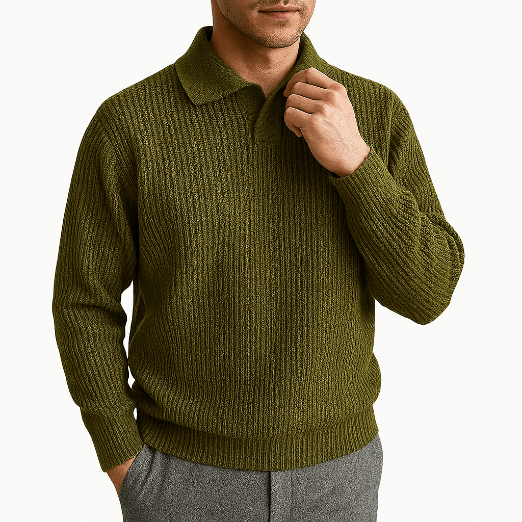 Adam | Waffle Knit Polo Sweater for Men
