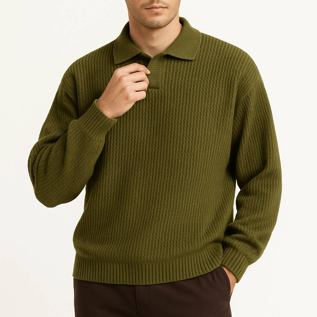 Ryan | Waffle Knit Polo Sweater for Men