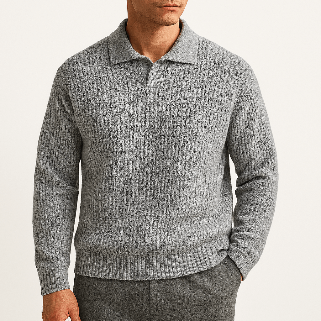 Adam | Waffle Knit Polo Sweater for Men