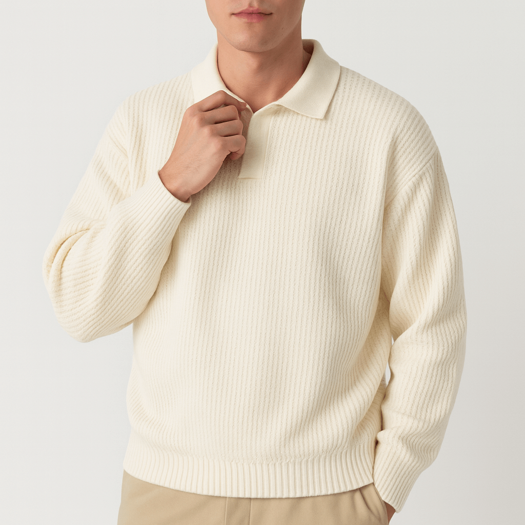 Ryan | Waffle Knit Polo Sweater for Men
