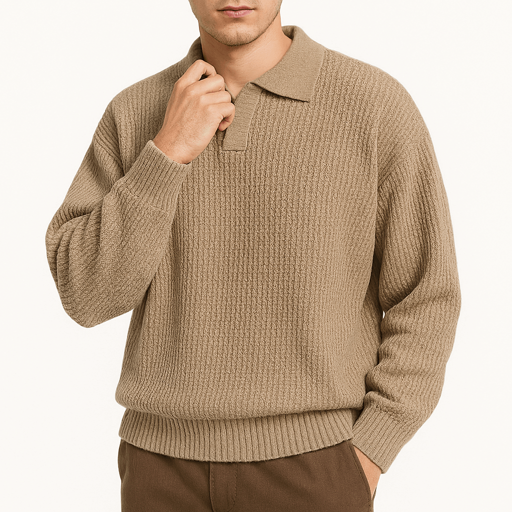 Adam | Waffle Knit Polo Sweater for Men