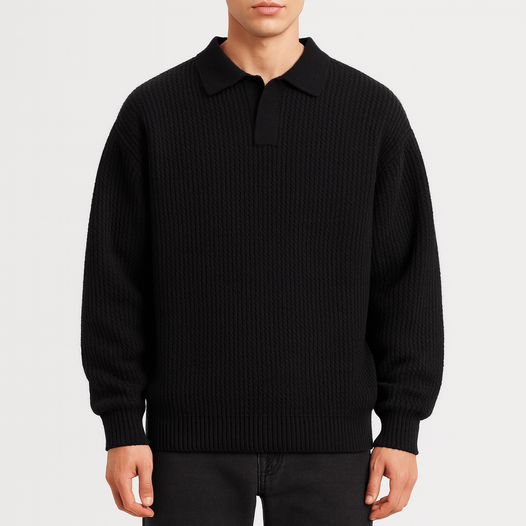 Ryan | Waffle Knit Polo Sweater for Men