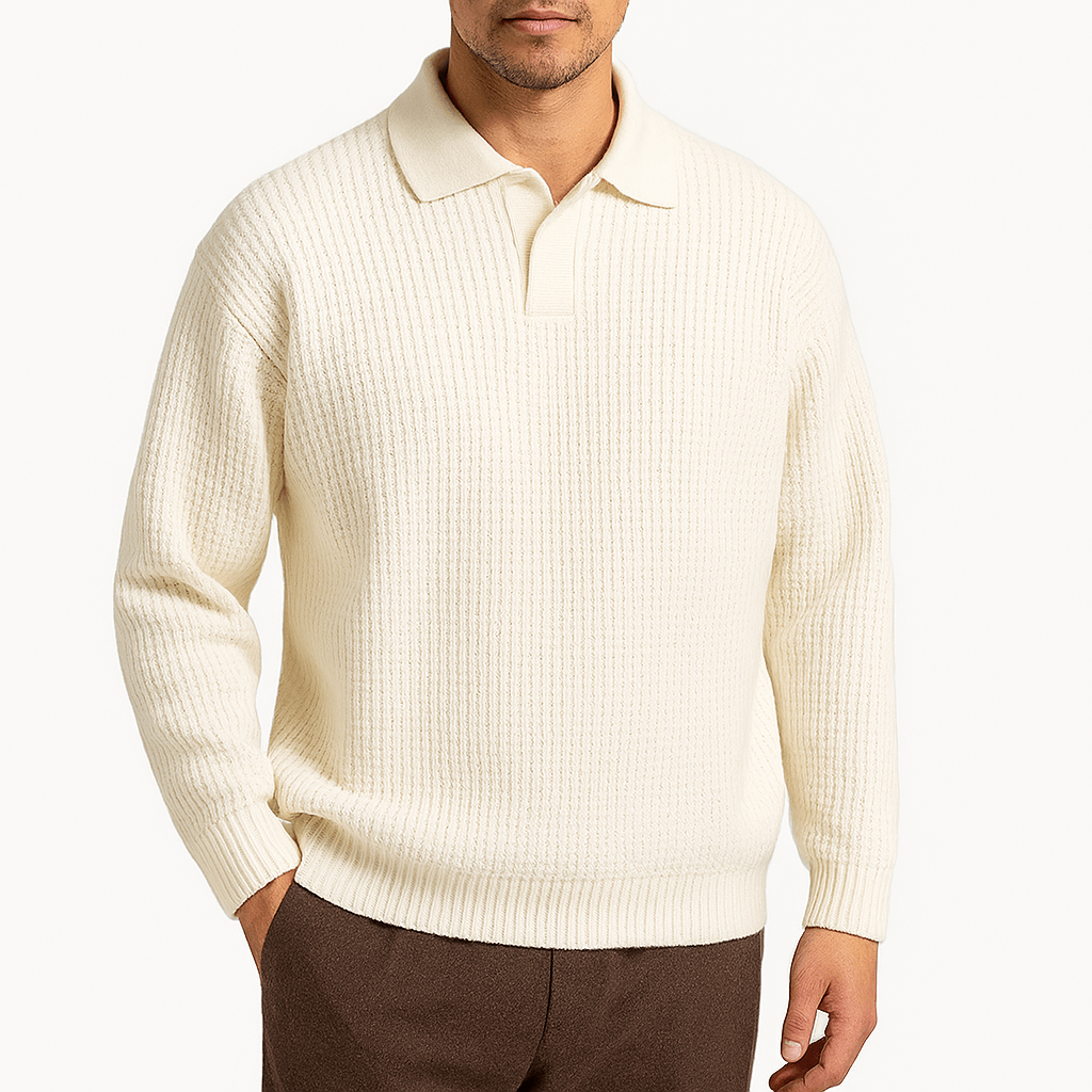 Adam | Waffle Knit Polo Sweater for Men