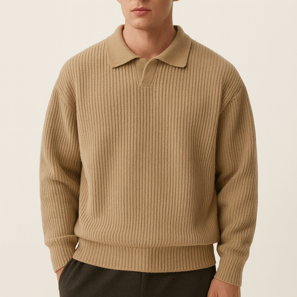 Ryan | Waffle Knit Polo Sweater for Men