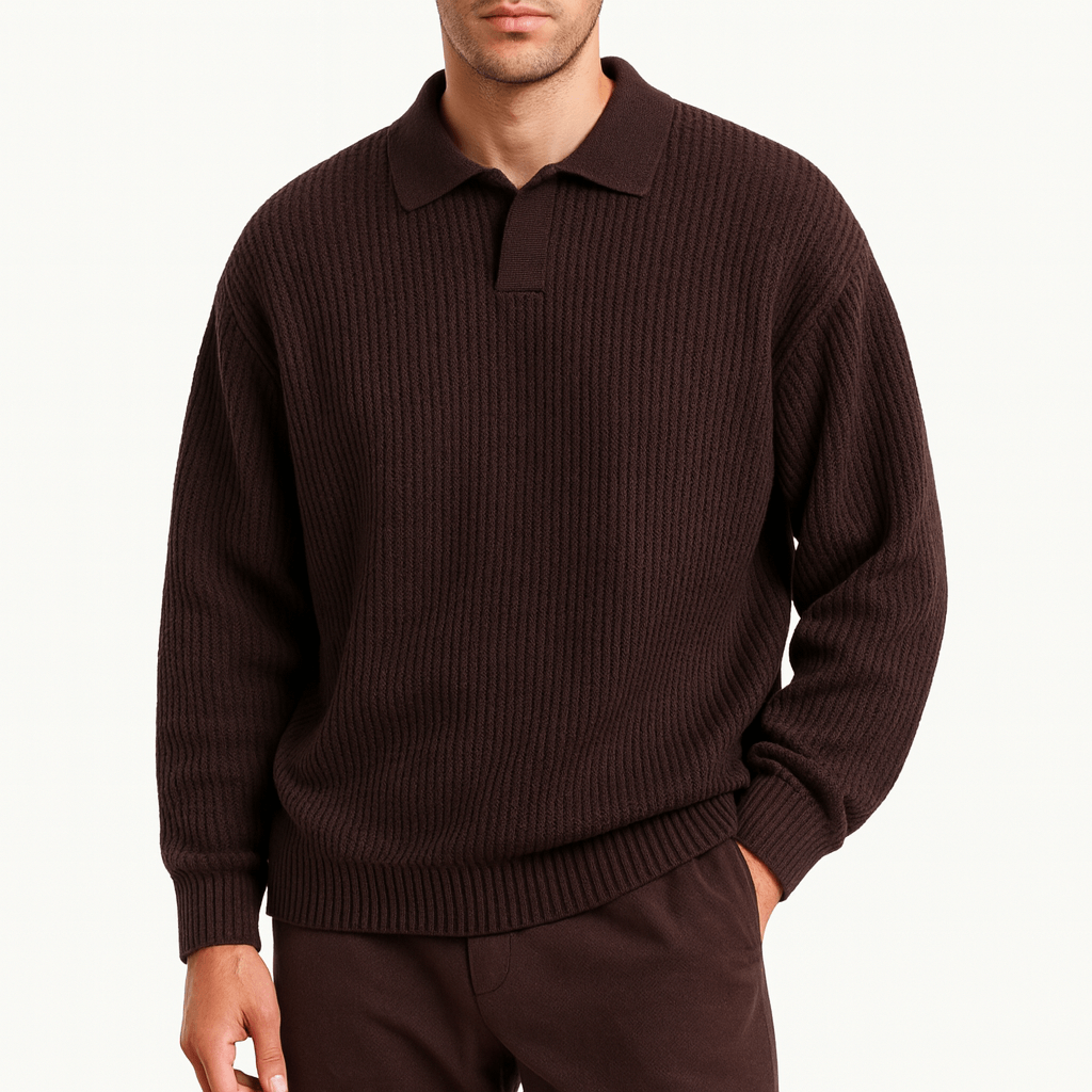 Ryan | Waffle Knit Polo Sweater for Men